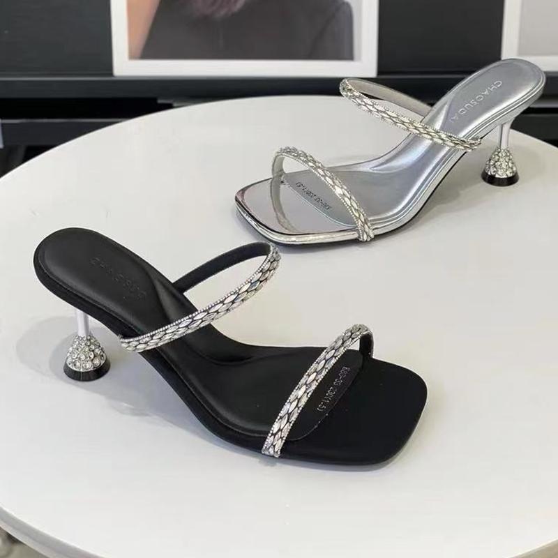 Fashion High Heels Women Slippers Crystal Fashion Shoes Dress Casual Pumps Women's Sandals 2025 Summer Brand Trend Party Zapatos Female