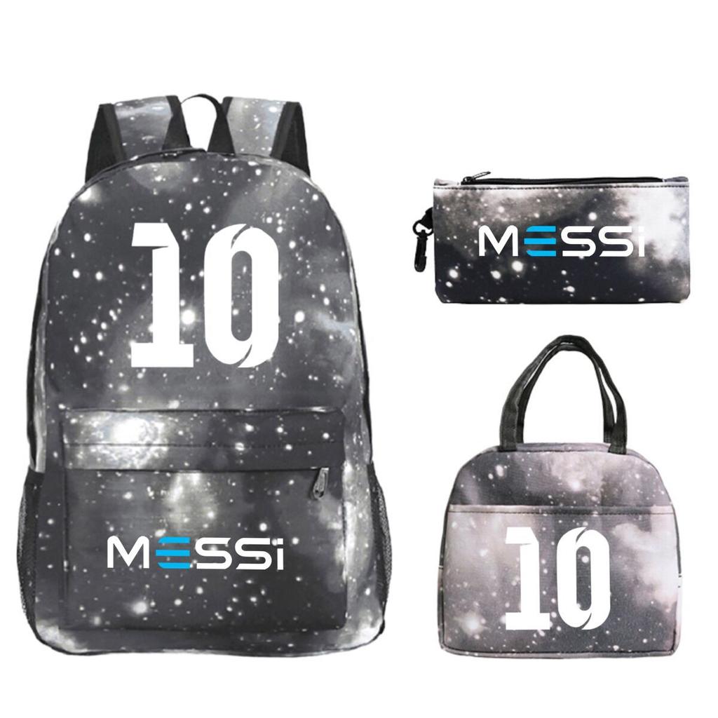 Football Star Peripheral Printed Backpack, Primary And Secondary School Children'S Three-Piece Simple Schoolbag