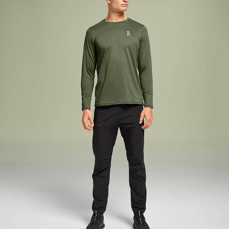 On Comfortable Round Neck Solid Color Lg Sleeve T-Shirt Men tops Pine-Green 1ME10750858