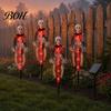 Spooky Garden Stake Lights 4 Pcs Solar Light Up Skeleton Decoration, 3D Creepy Human Halloween Outdoor Walkway Decor Pathway Light, Waterproof