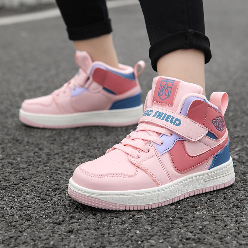 Children's Sports Shoes 2025 Autumn New Fashion and Fashionable Casual Shoes Soft Sole Anti Slip High Top Trend Board Shoes