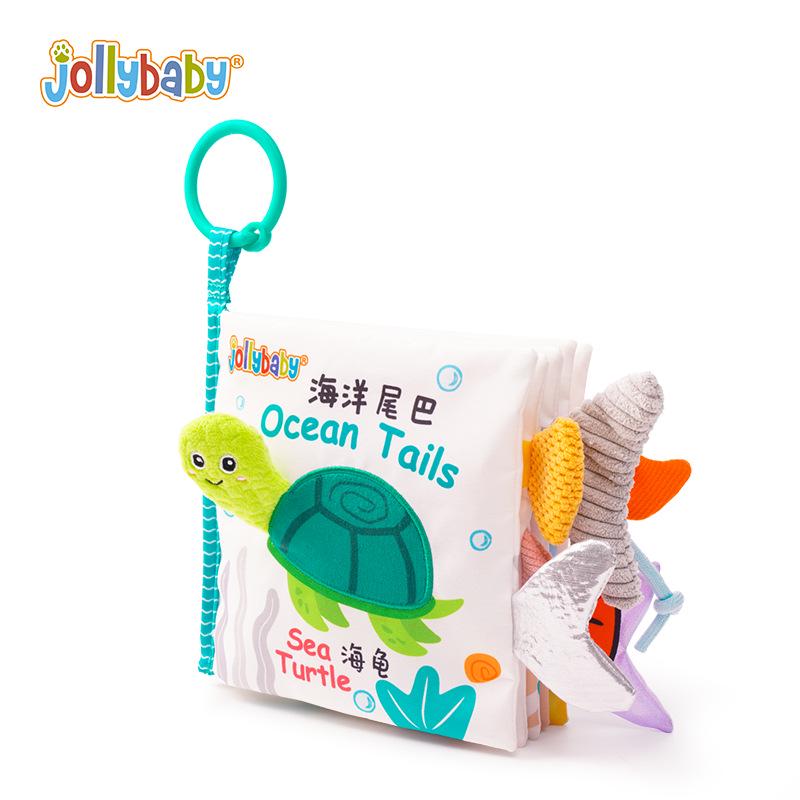 Jollybaby 3D Animal Tail Cloth Book for Infants: Tear-Resistant Early Education Toy 0-1 Year