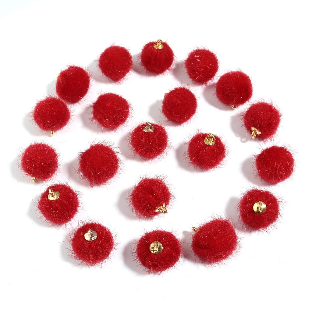 20pcs Plush Fur Covered Ball Beads Charms Multicolor Pompom Pendant For DIY Jewelry Making Necklace Bracelet Earring Accessories