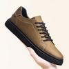 Men's Casual Leather Low-Top Sneakers: British Style Versatile Sports & Work Shoes
