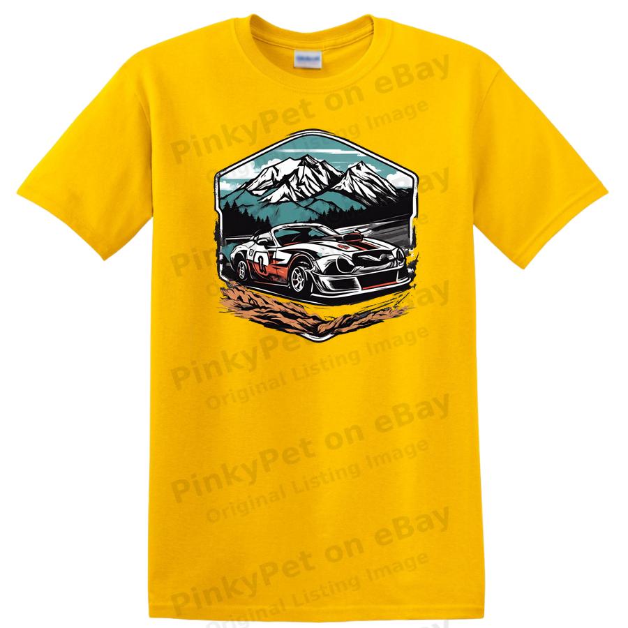 Vintage Racing Car Mountain Landscape T Shirt Adventure Art Graphic Tee
