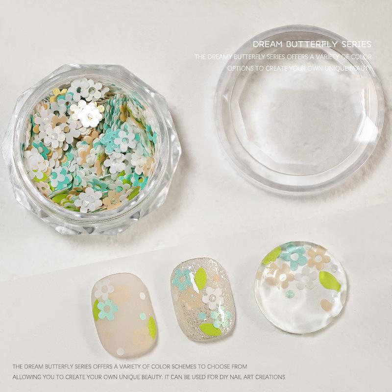

1 банка полых цветов, блестки для нейл-арта, мини-блестящие хлопья, пайетки для ногтей, украшение для нейл-арта, шармы для кончиков маникюра для женщин as the picture