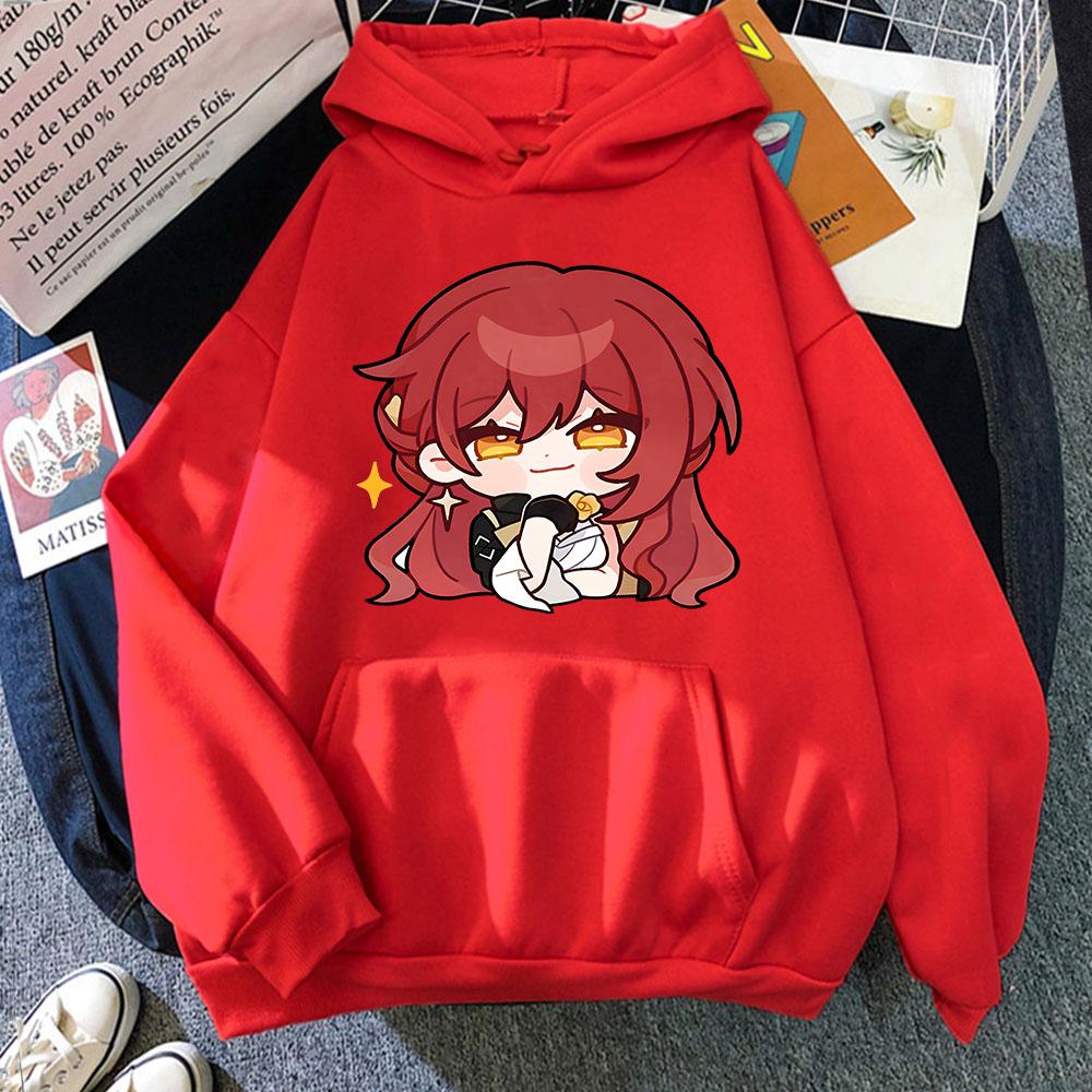 Honkai Star Rail Himeko Cartoon Graphic Hoodies Women Men Streetwear Harajuku Hooded Long Sleeve Sweatshirts Outfits Y2k Clothes