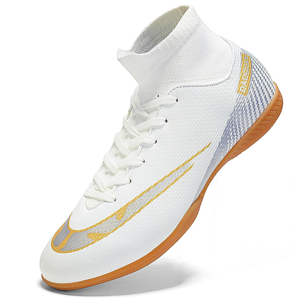 

Новые высокие футбольные бутсы для зала, футзальные, юношеские, мужские и женские, тренировочные, игровые футбольные бутсы 40 белый