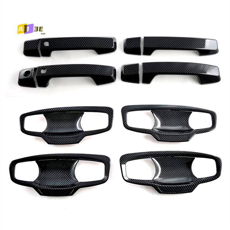 A03E-Door Handle Cover+Door Handle Bowl Cover Trim For Mitsubishi Triton / L200 2024 Exterior Accessories Carbon Fiber Carbon Fiber Pattern