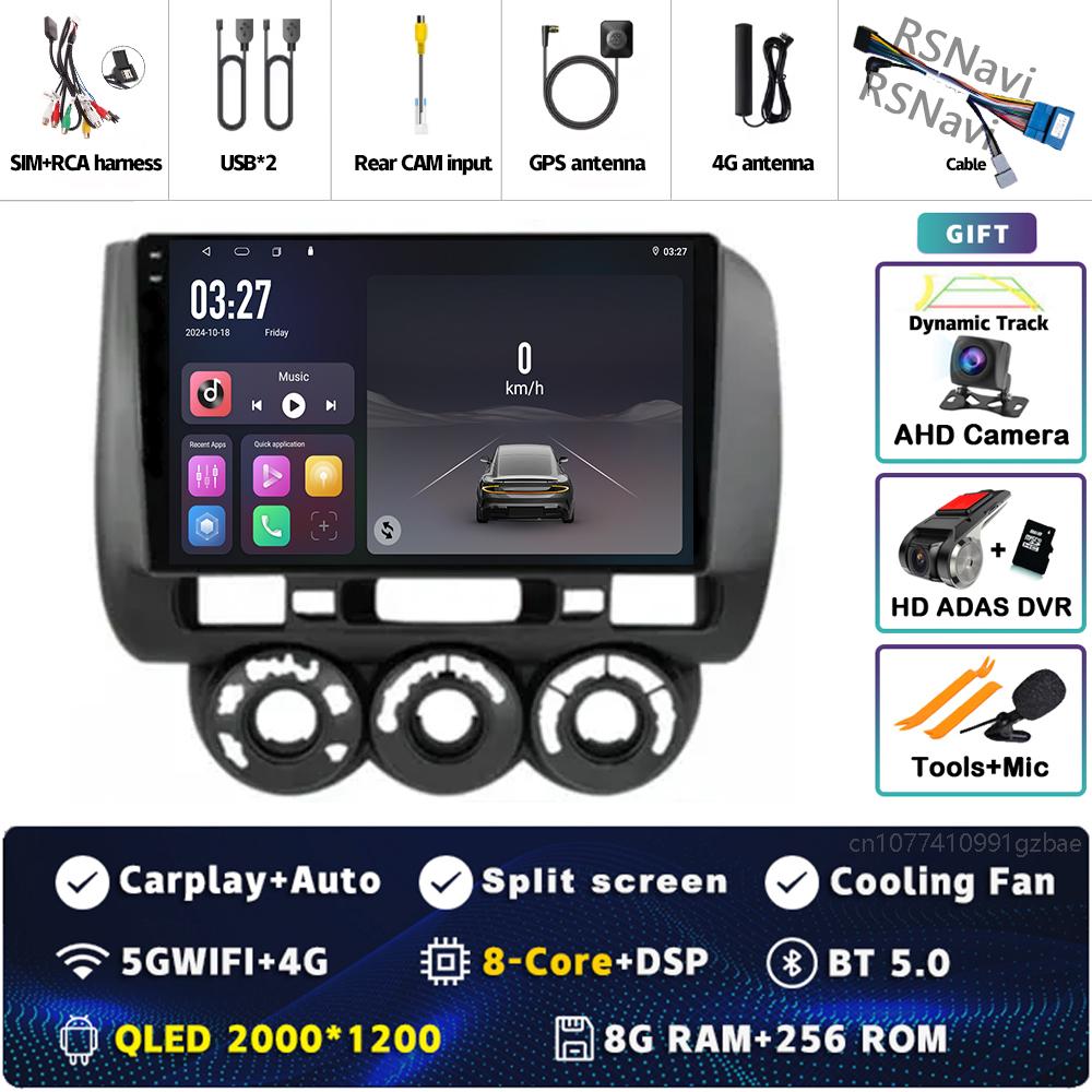Android 14 Carplay Car Radio For Honda Fit Jazz City 2002 2003 2004 - 2007 Multimedia Video Player Navigation GPS Stereo 2Din BT