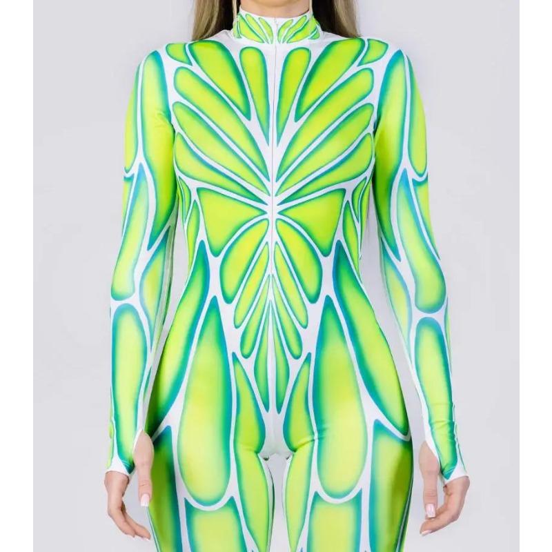 Unisex Cyber Punk 3D Digitaltryck Halloweenfest Rollspelsdräkt Kvinnor Män Cosplay Kostym Karnevals Jumpsuit