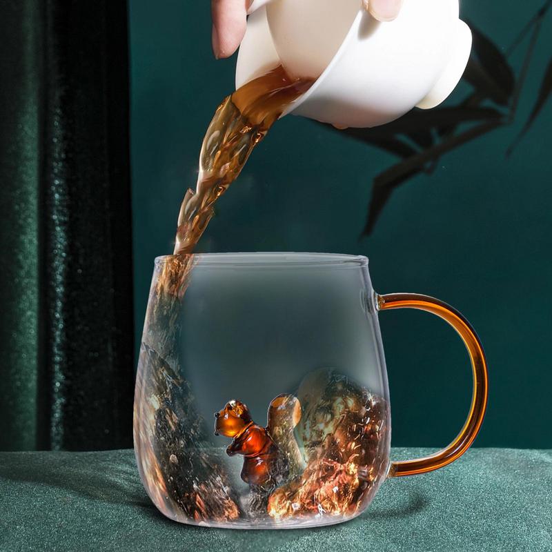 Glasbecher 3D Cartoon Tierform Gläser Zuhause Niedlich Wasser Kaffee Glas Einlagiger Becher Mit Gästen Saft Kaltgetränkebecher 380ml