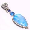 Natural Republic Larimar, Kyanite 925 Solid Sterling Silver Pendant 1.97" M3b52