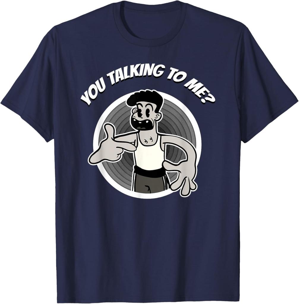 You Talking To Me Retro Cartoon Graphic Tee Men Casual Breathable Cotton TShirt