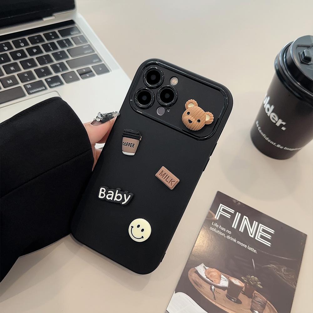 

Three dimensional Bear Suitable for Apple 13 ProMax Mobile Phone Case Iphone15 Matte 14 All Inclusive 1116 Trendy and Cool 12pro(6.1)