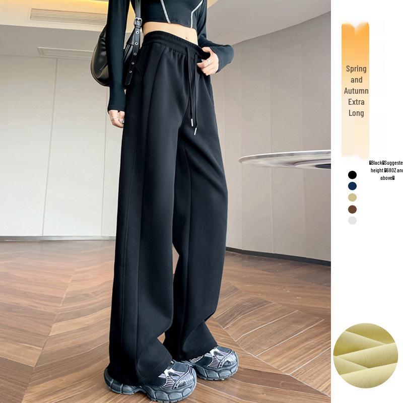 Women's High Waist Slimming Sweatpants: Narrow to Wide Leg Straight Casual Pants, Small Size, 2025 Trend.