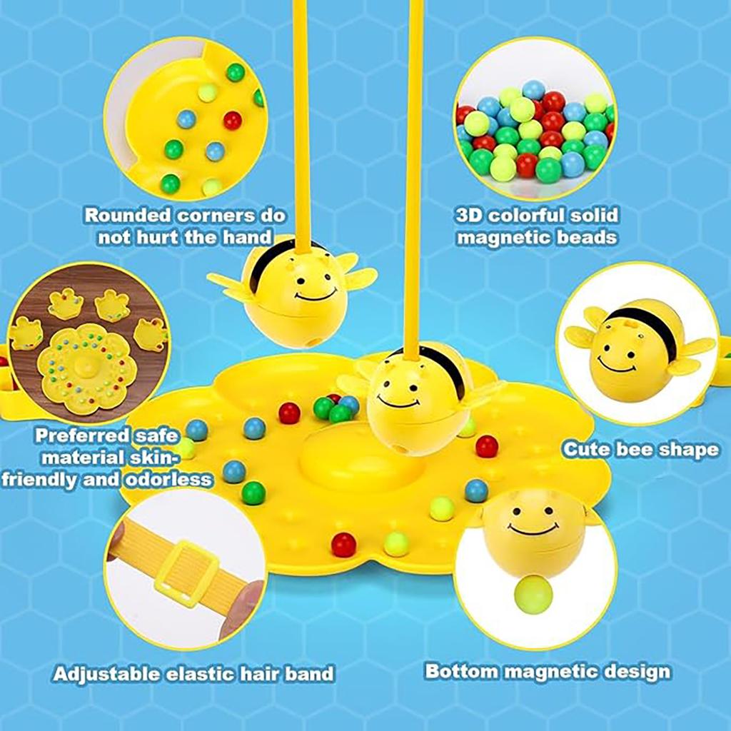 Honey Bee Pearl Picking Fishing Magnetic Bead Board Game, Parent Child Interactive Gathering Puzzle Early Education Toy