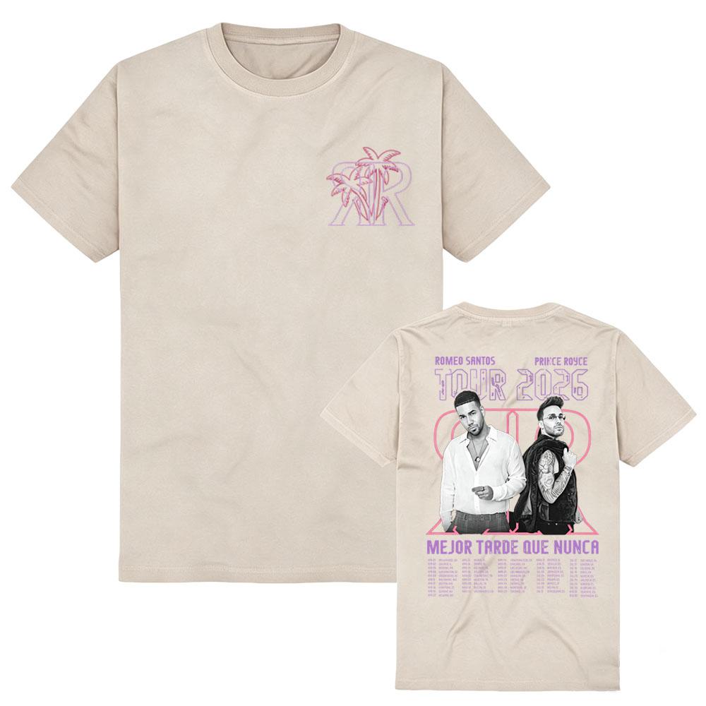 Romeo Santos y Prince Royce BLTN 2026 Tour Camiseta con Foto Collage Vintage Cuello Redondo Algodón de Alta Calidad para Verano Adulto Unisex