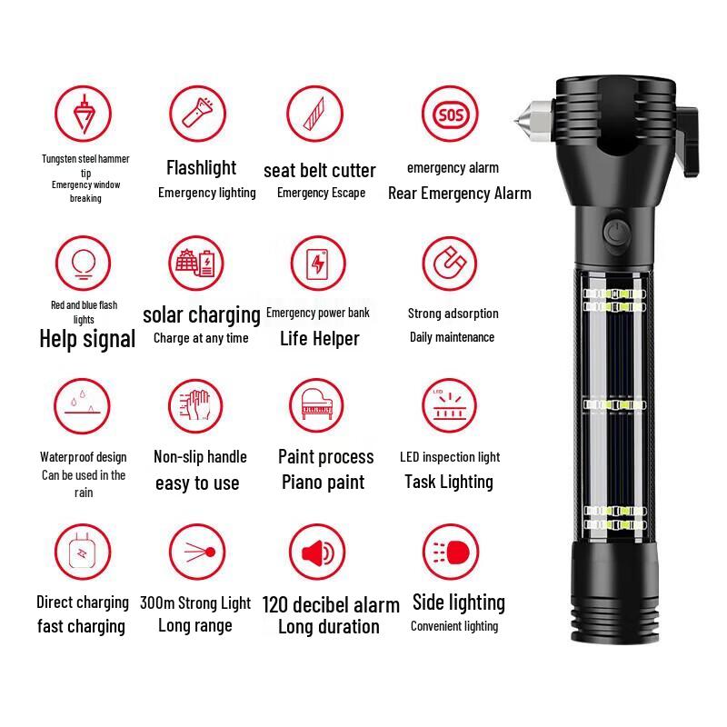 16-in-1 Outdoor Multi-functional Emergency Flashlight