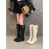 2025 Autumn and Winter New Product Metal Fasteners European and American Niche Temperament British Style Gentle Retro High Boots