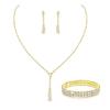 Elegant Silver Alloy Bridal Necklace Earrings Bracelet Set With Geometric Design For Wedding Party