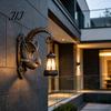 Solar Powered Porch Lanterns Phoenix Wall Lights, Resin Sculpture Outdoor Light, Bronze Finish Yard Decor Waterproof Landscape Lamp for Garden