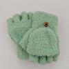 Solid Color Student Child Half Finger Thickened Writing Cycling Typing Cold-resistant Flip Gloves Coral Fleece Women Cold-proof and Warm