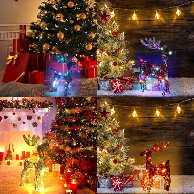 Christmas Wrought Iron Deer Figurine with Led Light Holiday New Year Party Decor