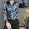 Flower Shirt Men Long Sleeved Korean Style Trendy Cool Printed Shirt Japanese Internet Famous Top