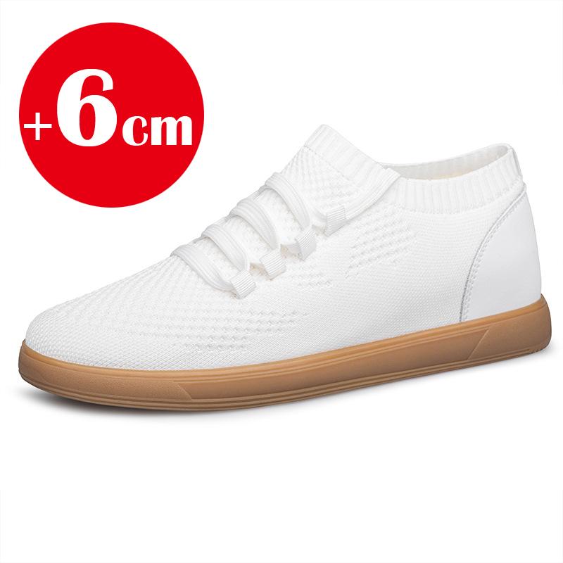 Lift Men Breathable Mesh Elevator Shoes Soft Comfortable Height Increasing Sneakes 6cm Insole Heightening Sports Plus Size 38-46