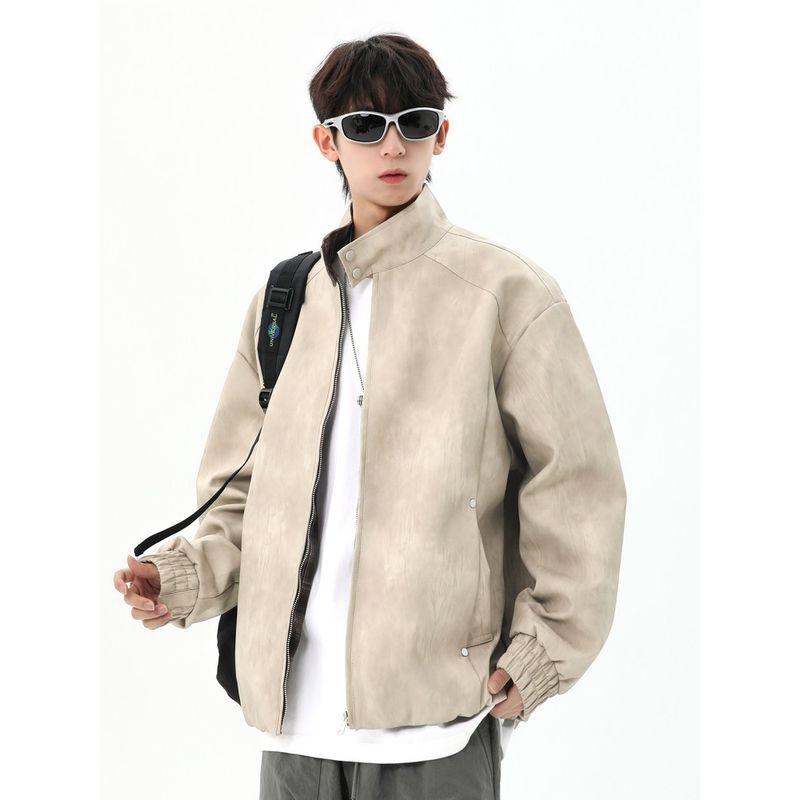 Wassup American High Street Retro Lapel Leather Jacket Men's Loose Biker Cool Autumn and Winter High-End Jacket