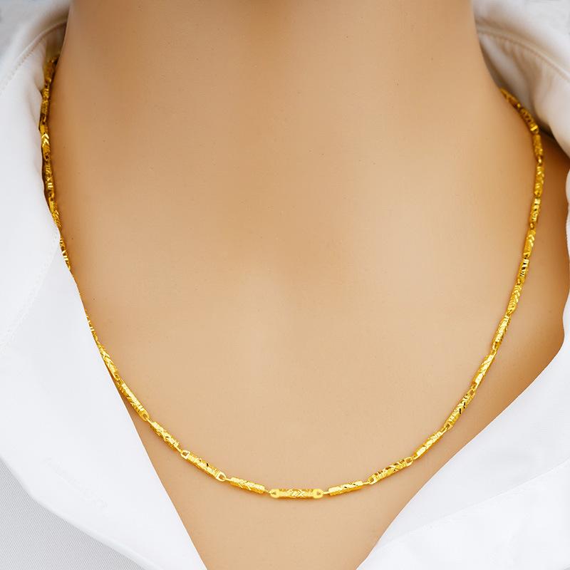 Collar Hexagonal Puro de Latón Chapado en Oro Real para Mujer Oro Arena Vietnamita Oro Simulado Collar Clavícula Regalo Joyería