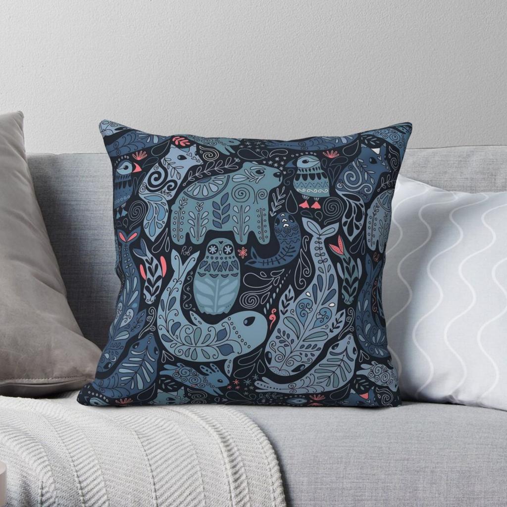 Arctic Animals Narwhal Bear Whale Seal Pillowcase Polyester Linen Velvet Creative Throw Pillow Case Sofa Seater Cushion Cover