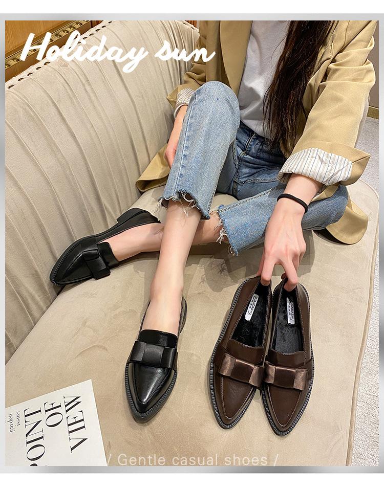 Fashion Thick soled loafers for women, autumn and winter British style retro small leather shoes