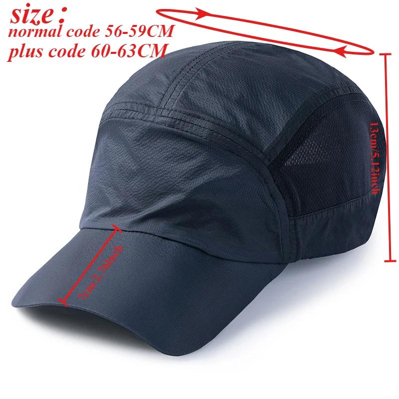 Large Size Quick Drying Mesh Baseball Caps Men Summer Light And Thin Soft Top Running Snapback Cap Women Sun Protection Sun Hat