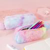 Plush Pencil Case For Girls Kawaii Gradient Color Stationery Storage Bag Zipper Pencil Bag School Office Pouch Purse Storage