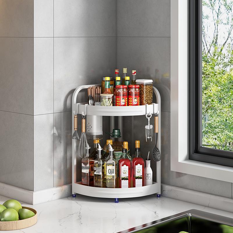 Corner Kitchen Rack: Multi-functional Triangle Knife Holder & Seasoning Jar Storage Organizer.