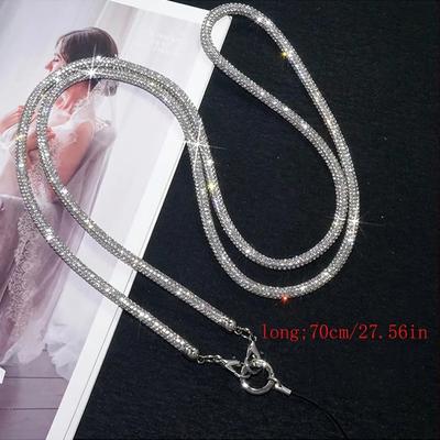 A Luxurious Crystal Phone Chain, a Crystal Crossbody Strap Suitable for Women, a Fully Diamond-encrusted Phone Chain