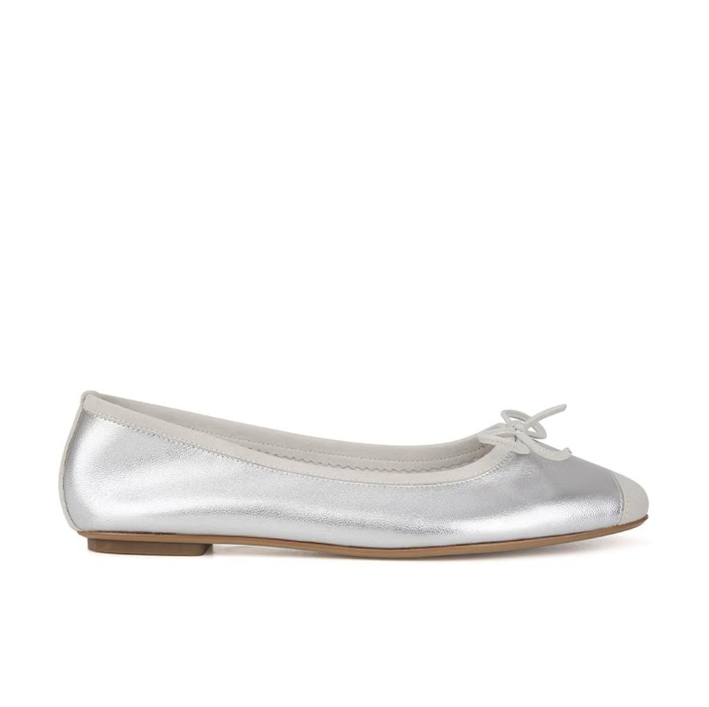 Pigskin Version, French Bow Medium Heel Flat Bottom Shallow Mouth Single Shoes Women's Ballet Shoes