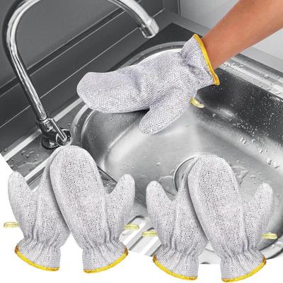 1Pair of Steel Wire Waterproof Kitchen Dishwashing Pot Silver Wire Decontamination Artifact Does Not Hurt Coated Hand Guard Heat Insulation Gloves
