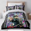 Anime JoJo Bizarre 3D Print Bedding Set,Adventure Jotaro Kujo Duvet Cover Pillowcase for Teen Fans 2/3piece Set