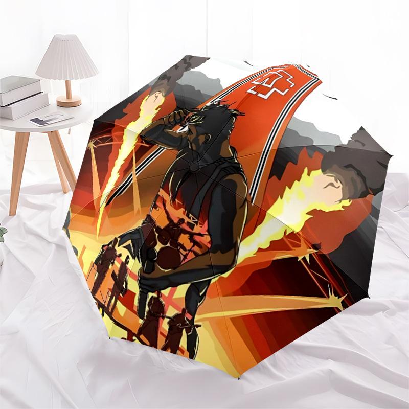 1pc Rammstein Automatic Folding Umbrella - Compact 8-Rib Design, Durable Plastic & Iron, Perfect Gift for Friends & Family, Outdoor Umbrella, Fashiona