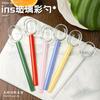 Cute Colorful Glass Long Spoon With Lily Flower High borosilicate heat-resistant glass lily flower mixing spoon