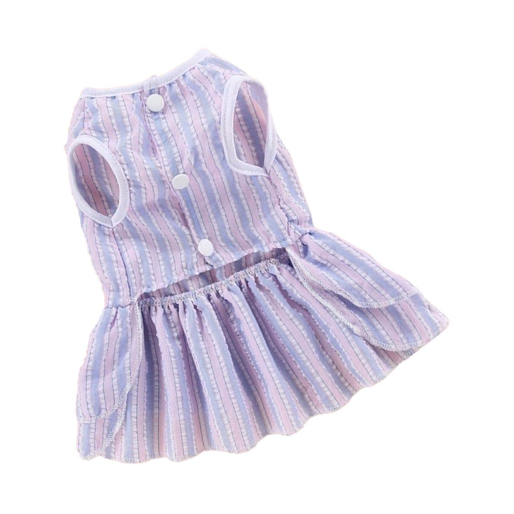 Haustier Gestreiftes Kleid Atmungsaktiv Frühling Sommer Katzenkleid mit Schleife für Französische Bulldogge Bichon Teddy Pomeranian