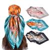 1Pcs Tulip Bouquet Printed Silk Scarf For Women Imitation Silk Fashion Versatile 90Cm Satin Large Square Scarf Headscarf