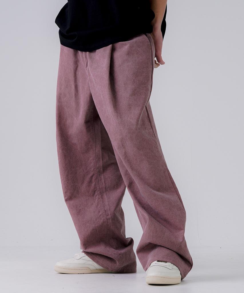 EZKATON Painted Washed Elastic Waist Pants Pink Mmlp6775