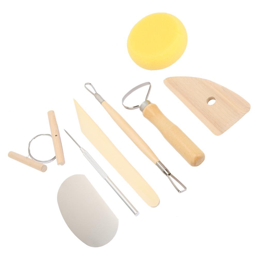 8pcs Smooth Wooden Handles Clay Sculpting Tools Set Double-Sided Modeling Tools Clay Sculpting