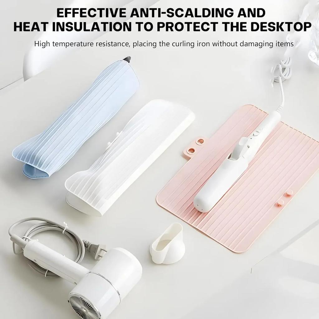 Travel Silicone Curling Iron Storage Bag, Straightener Heat Insulation Anti-Scalding Pad, Portable Electric Curling Iron Cover
