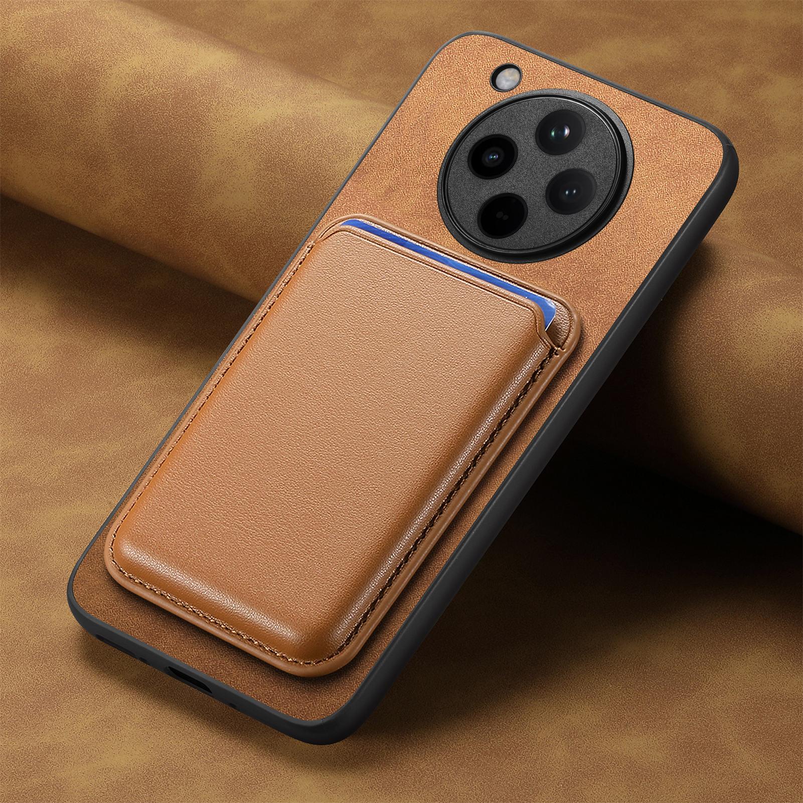 

Съемный кожаный чехол 2 в 1 для Find X8 Pro X7 Ultra для Magsafe Wallet Card Pocket Магнитный чехол для беспроводной зарядки для Oppo Find X8pro FindX8 Find X7 ultra коричневый