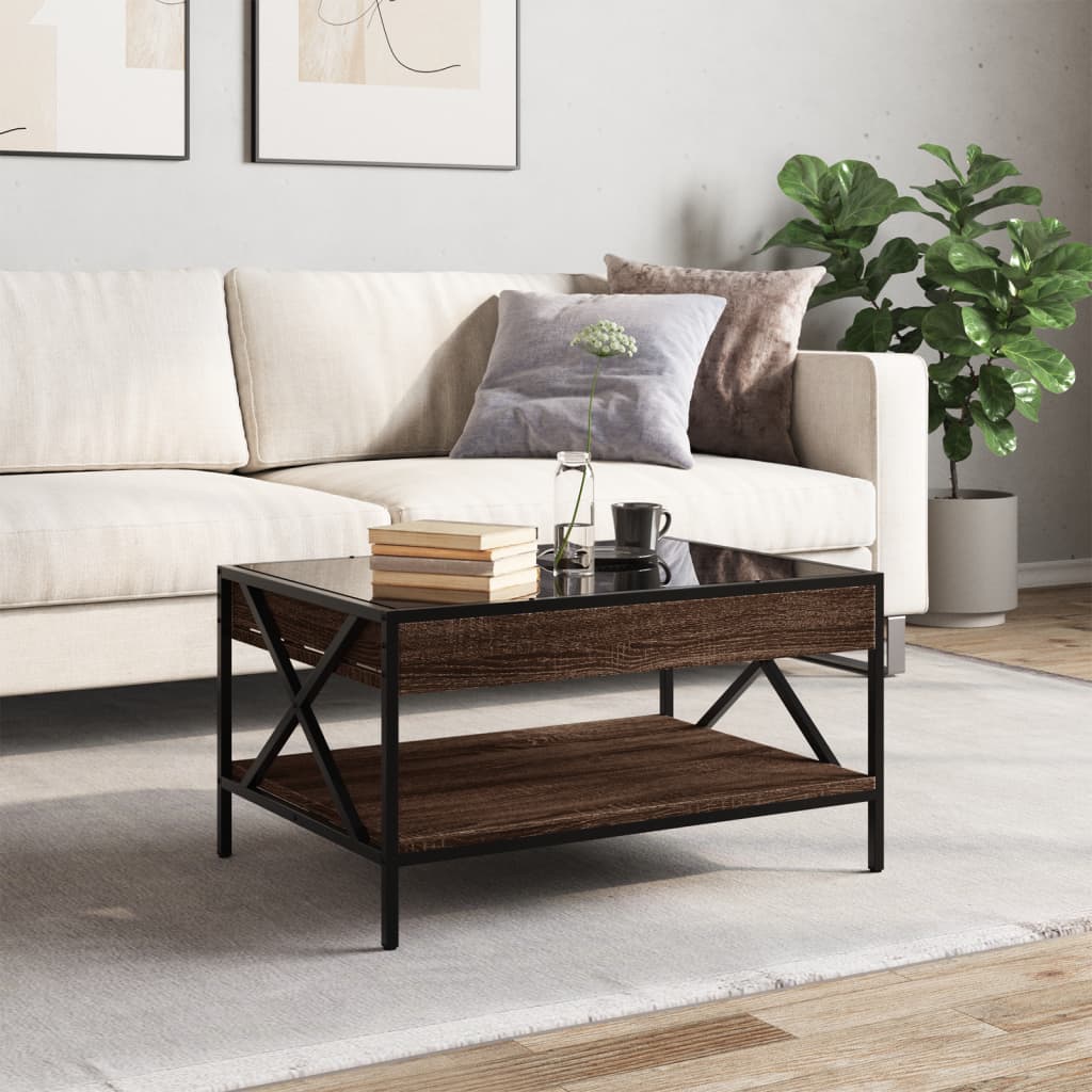 Infinity LED Coffee Table in Brown Oak Effect 70 x 50 x 38 cm